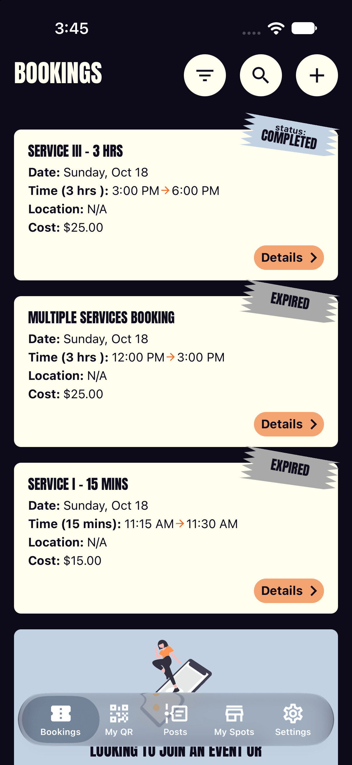 Shortwaits app preview showing announcements and offers from connected businesses
